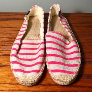 Neon Pink Stripe Espadrilles- Size 8